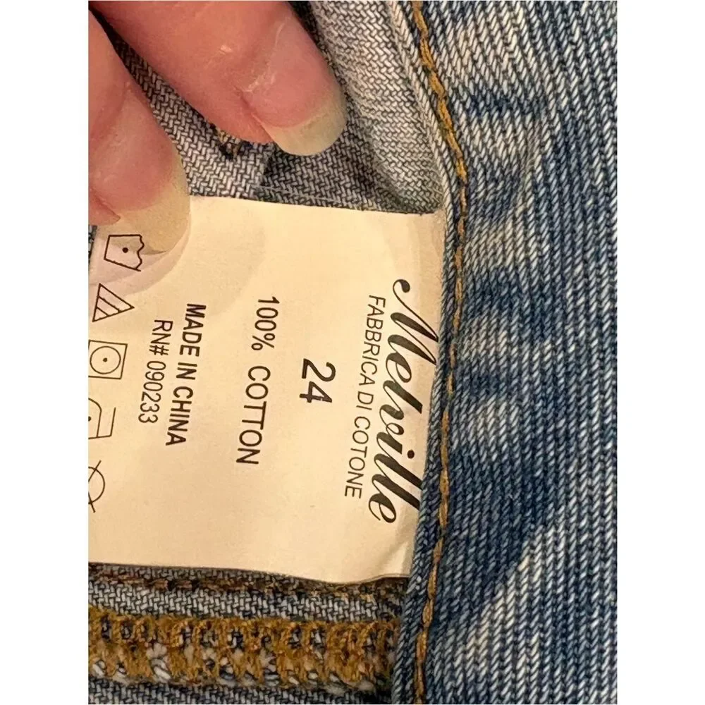 Brandy Melville Light Wash Denim Button-Front Mini Skirt Size 24